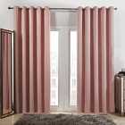 Dreamscene Eyelet Blackout Curtains Pair Of Thermal Ring Top Ready Made Luxury Blush Pink 66" Wide X 72" Drop