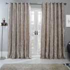 Sienna Crushed Velvet Pair Of Fully Lined Eyelet Curtains Natural Champagne Gold 46" Wide X 90" Drop