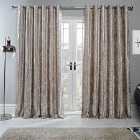 Sienna Crushed Velvet Pair Of Fully Lined Eyelet Curtains Natural Champagne Gold 66" Wide X 54" Drop