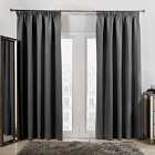 Dreamscene Pair Of Pencil Pleat Blackout Curtains Thermal Ready Made Pencil Pleat - Charcoal Grey 66" X 90"
