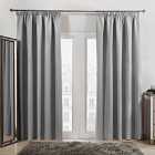 Dreamscene Pair Of Pencil Pleat Blackout Curtains Thermal Ready Made Pencil Pleat - Silver Grey 66" X 90"