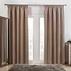 Dreamscene Pair Of Pencil Pleat Blackout Curtains Thermal Ready Made Pencil Pleat - Beige 66" X 90"