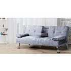 SleepOn Crushed Velvet Italian Style Luxury Sofa Bed With Drink Cup Holder Table Steel