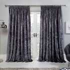 Sienna Crushed Velvet Pair Of Pencil Pleat Curtains Charcoal - 46" X 54"