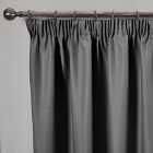Dreamscene Pair Of Pencil Pleat Blackout Curtains Thermal Ready Made Pencil Pleat - Charcoal Grey 46" X 54"