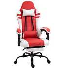 Equinox Duel PU Leather Gaming Chair with Adjustable Cushions & Footrest - Red/White