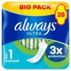 Always Ultra Sanitary Towels Normal Without Wings (Size 1) 28 per pack