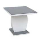 Edenhall Grey Glass Lamp Table Grey And White High Gloss