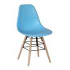 Heartlands Furniture Set Of 4 Lilly Plastic Chairs with Solid Beech Legs - Light Blue