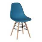 Heartlands Furniture Set Of 4 Lilly Plastic Chairs with Solid Beech Legs - Dark Blue