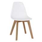 Heartlands Furniture Set Of 4 Belgium Plastic Chairs with Solid Beech Legs White