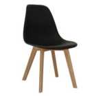 Heartlands Furniture Set Of 4 Belgium Plastic Chairs with Solid Beech Legs Black
