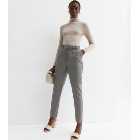 Tall Brown Check High Waist Tapered Trousers