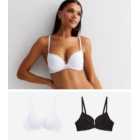 2 Pack Black and White Lace Push Up Bras