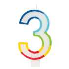 Number 3 Rainbow Candle 3rd Birthday