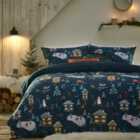 furn. Winter Pines Navy Duvet Cover and Pillowcase Set