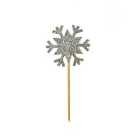 Silver Glitter Snowflake Christmas Cupcake Toppers 12 per pack
