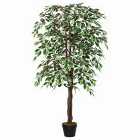 Outsunny 160cm/5.2FT Artificial Ficus Tree Fake Plant in Pot Indoor Outdoor