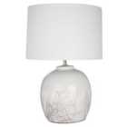 Premier Housewares Whitley Table Lamp in White Ceramic with White Fabric Shade