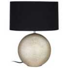 Premier Housewares Whisper Table Lamp in Gold Ceramic with Black Fabric Shade