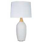 Premier Housewares Willow Table Lamp in White Ceramic with White Fabric Shade