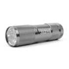 Hardys Super Bright 9 LED Mini Small Aluminium Metal Torch Flashlight Pocket Light - Grey