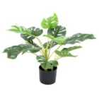 Greenbrokers Artificial Tropical Monstera Tree In Black Pot 55Cm/22In