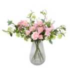 Greenbrokers Artificial Pink Flower Bouquet With Roses Hellebores Elderflower Berries & Greenery