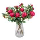 Greenbrokers Artificial Dark Pink Flower Bouquet With Peonies Elderflower Berries & Greenery