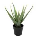 Greenbrokers Artificial Soft Aloe Vera Succulent Plant In Black Pot 61Cm/24In