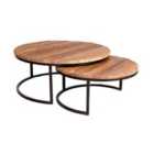 IH Design Set Of 2 Coffee Tables Railway Sleeper Wood