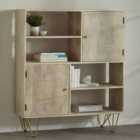 IH Design Display Unit With Shelves And Cupboards Dallas Light Mango Wood