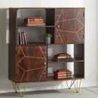 IH Design Display Unit With Shelves And Cupboards Dallas Dark Mango Wood