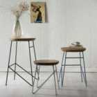 IH Design Retro Metal & Wood Round Set Of 3 Stools/Side Tables
