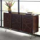 IH Design Large Sideboard With Doors And Drawers Dallas Dark Mango Wood