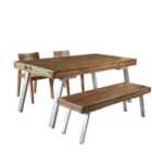 IH Design Retro Wood & Metal Large 6-8 Seater Dining Table