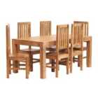 IH Design Dakota Light Mango Wood 6 Ft Dining Set With Wooden Chairs