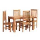 IH Design Dakota Light Mango Wood 4 Ft Dining Set With Wooden Chairs