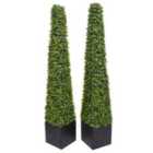 Greenbrokers Artificial Boxwood Topiary Pyramid Trees - 2pk