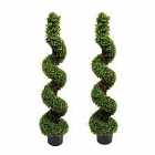 Greenbrokers Artificial Spiral Boxwood Topiary Tree 120Cm/4Ft(set Of 2)