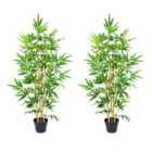 Greenbrokers Artificial Bamboo Trees 140Cm/4Ft (set Of 2)