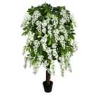 Greenbrokers Artificial White Wisteria Tree Potted Plant 150Cm/4Ft