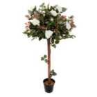 Greenbrokers Artificial White Rose Tree 30 Flowers 120Cm/4Ft