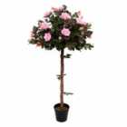 Greenbrokers Artificial Pink Rose Tree 30 Flowers 120Cm/4Ft