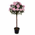 Greenbrokers Artificial Soft Pink Rose Tree 25 Flowers 90Cm/3Ft