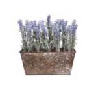 Greenbrokers Artificial Lavender Tin Rustic Planter Wimdow Box 30Cm/12In