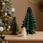 Set of 3 Green and Natural Ringlet Tree Decoration