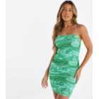 QUIZ Light Green Marble Ruched Strappy Mini Bodycon Dress