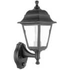 Ex-Pro Outdoor Wall Light Lantern with Dust to Dawn Sensor, LED E27 11W, IP44 Rated, 27x14cm, Black