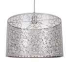 Marrakech Designed Large Grey Metal Pendant Light Shade with Floral Decoration